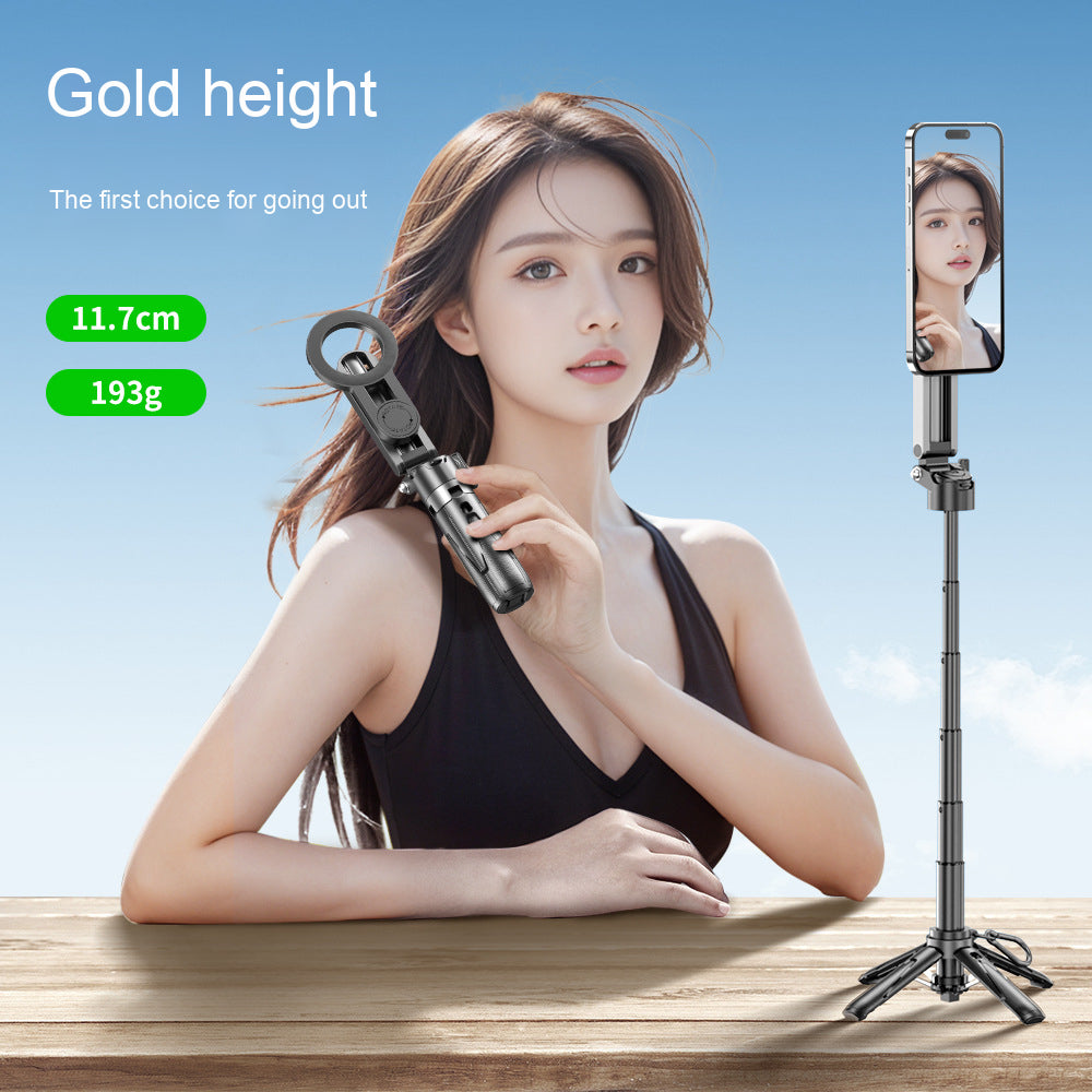 P15mini-C Magnetic Selfie Stick - Bluetooth Remote, 47.5cm Extendable, Multifunctional Camera Assistant for iPhone/Android