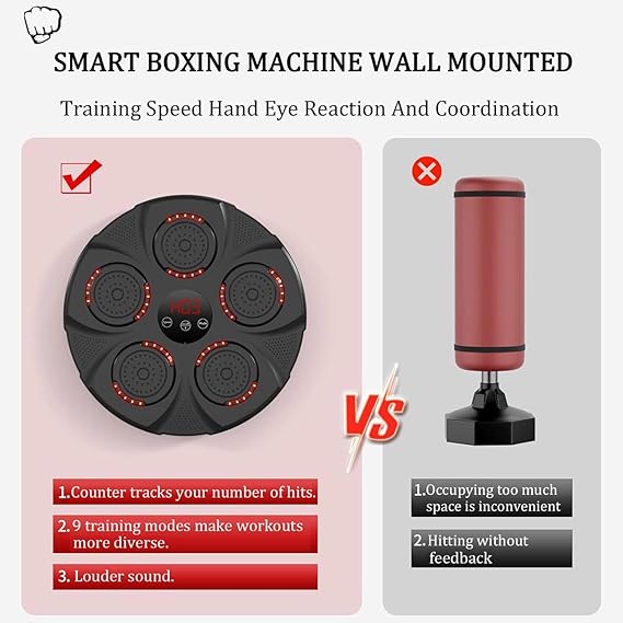 Music Boxing Machine | Smart Electronic Punching Equipment with LED Screen & Reaction Target for Home Exercise | Fun Gift