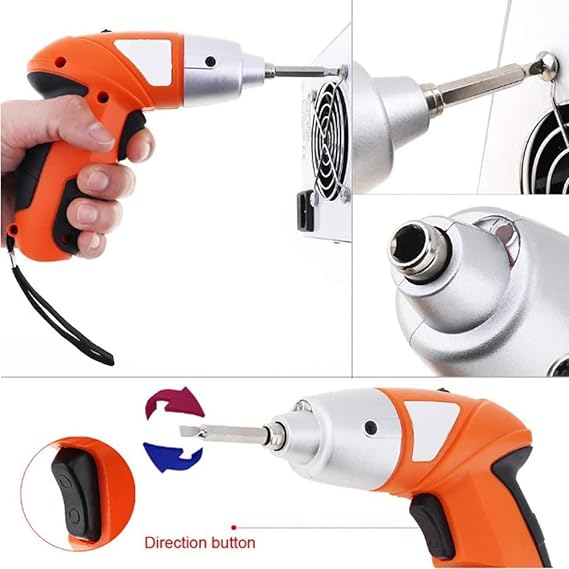 Rechargeable Electric Screwdriver | Cordless Screwdriver with Light | 3.6V 1300mAh Li-ion Dual LED Palm-Sized Screw Gun