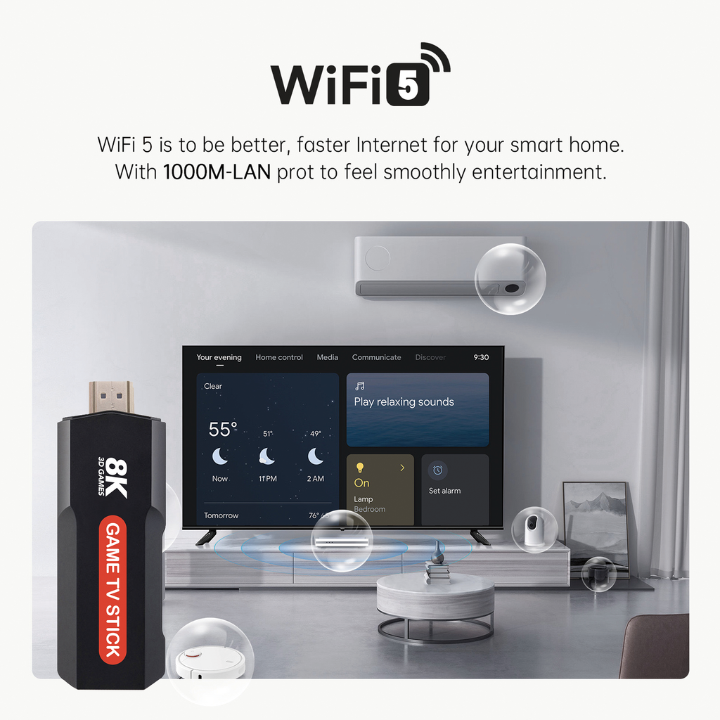 Q9 Video Game Stick | Android 5G 8K TV Box Dual System | Includes 2.4G Dual Wireless Controllers | Perfect Retro Christmas Gift