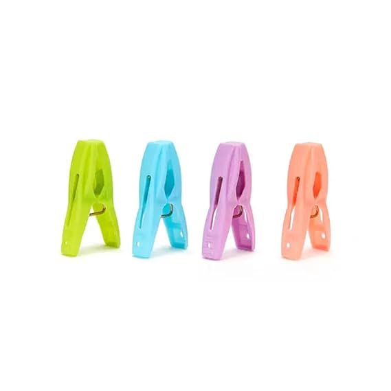 Plastic Clothes Pins Laundry Clips | 40 Pcs Colorful Clothespins with Bag | 2-Inch Small Clothespins for Hanging Clothes – 4 Colors
