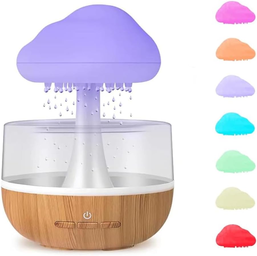 Rain Cloud Night Light Aromatherapy Humidifier Essential Oil Diffuser | 380ML 7-Color Night Light with 3 Power Levels, Water Drop Sound, Cold Fog for Sleep, Relaxation, Yoga, Bedroom, Home, Office (Multicolor)