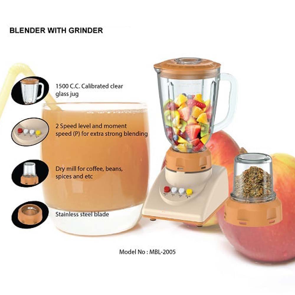 MBL-2005 Blender with Grinder - Commercial-Grade 2-in-1 Heavy Duty Blender & Food Processor