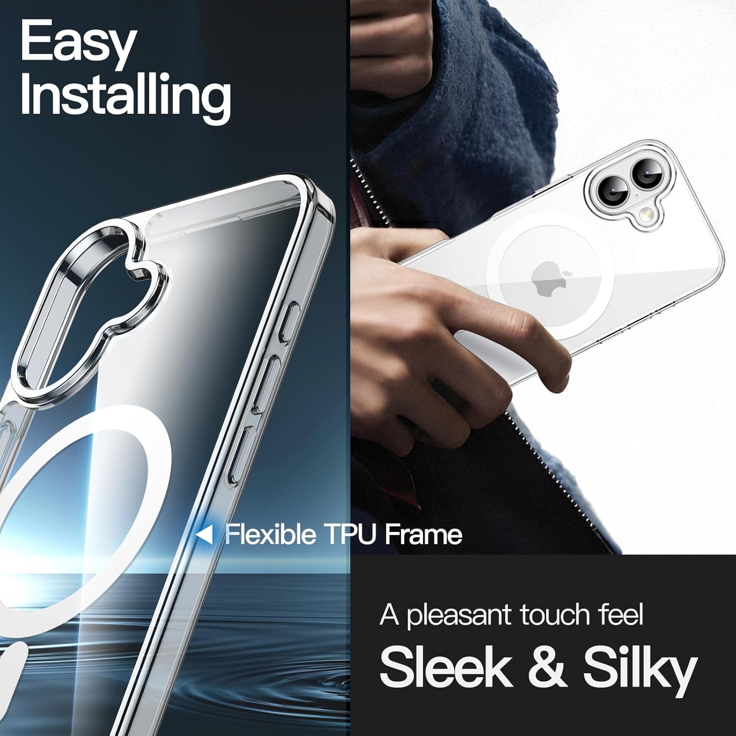 Magnetic Case for iPhone 17 6.3" - MagSafe Compatible, Shockproof Bumper, Anti-Scratch Clear Back (Transparent Design)