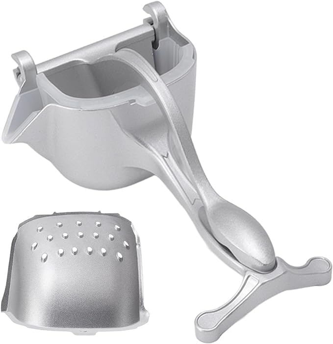 Silver Efficient Non-Lemon Fruit Presser | Manual Aluminum Alloy Squeezer | Easy Wash Design with 2 Funnels for Maximum Juice Extraction