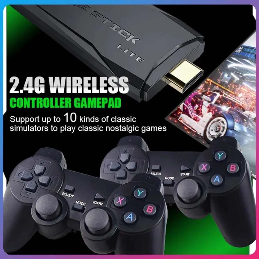Retro Game Stick Lite - Plug & Play Console with 20,000+ Games, Dual 2.4G Wireless Controllers, 64G Storage (HDMI Ready)