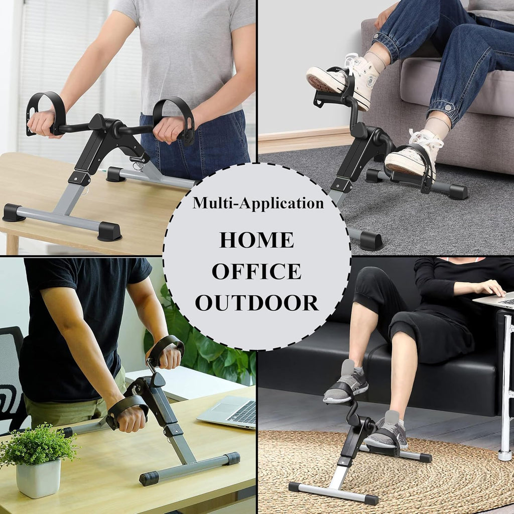 Mini Exercise Bike | Compact Arm and Leg Exerciser with LCD Monitor | Adjustable Resistance & Foldable Pedals