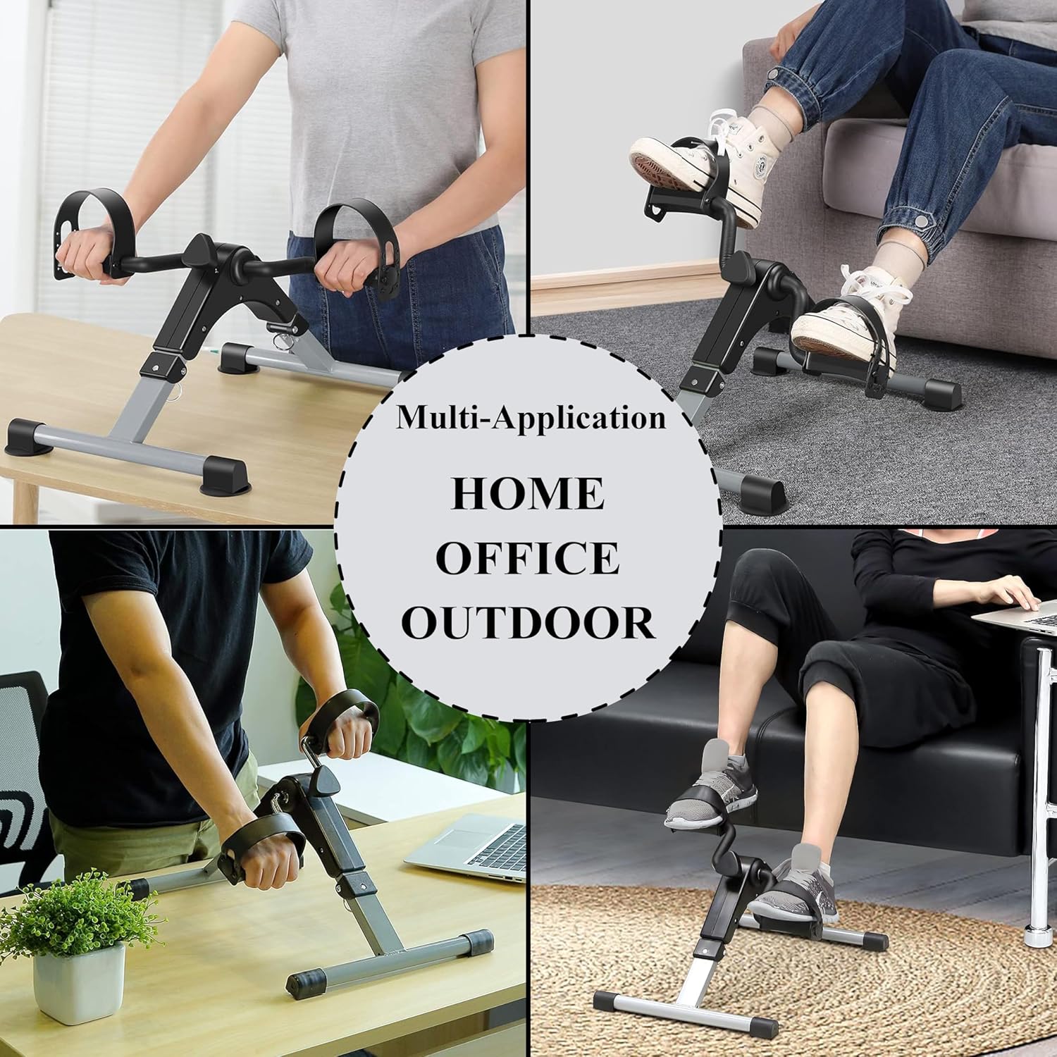 Mini Exercise Bike | Compact Arm and Leg Exerciser with LCD Monitor | Adjustable Resistance & Foldable Pedals