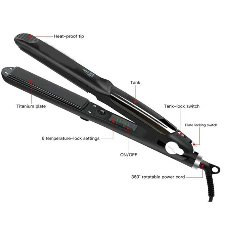 Professional Steam Ceramic Hair Straightener and Curling Iron | 3-in-1 Ionic Vaporizer Hairdressing Styler | Sleek, Smooth, and Versatile
