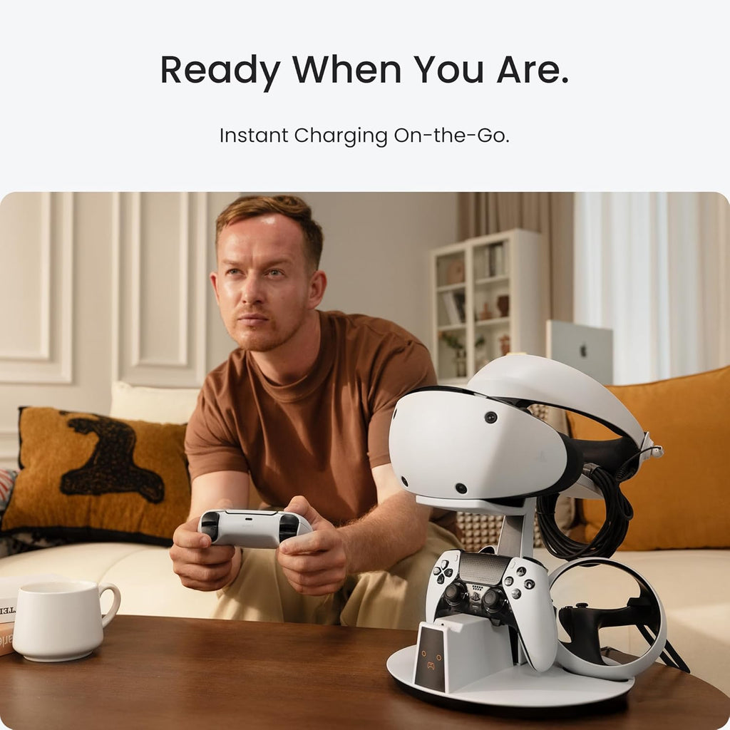 Charging Dock for PSVR2 – Game Controller and Headphones Charging Station with Controller Cradle