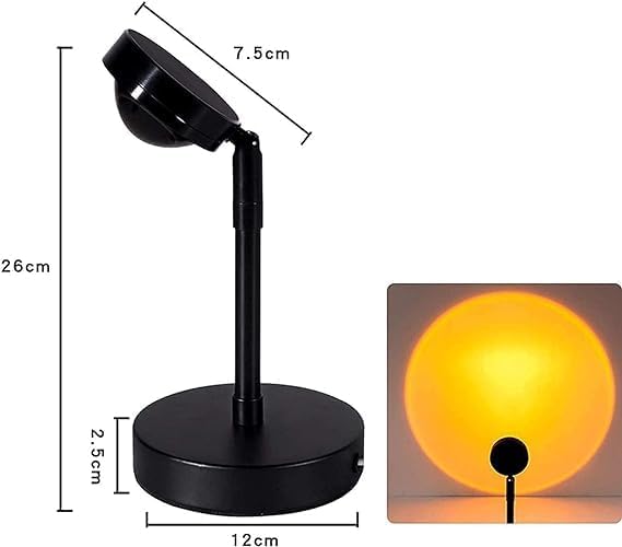180° Rotatable & USB Rechargeable Sunset Light Projector | LED Night Light for Kids and Adults | Create a Relaxing Atmosphere