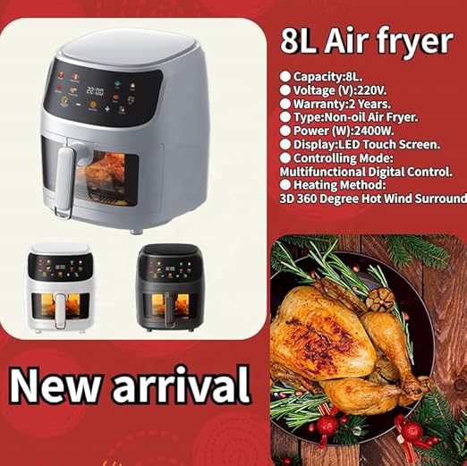 2400W Air Fryer | Powerful Cooking with LED Touch Panel, Large 8L Capacity, and Versatile Cooking Modes | Healthy Frying for Family Meals