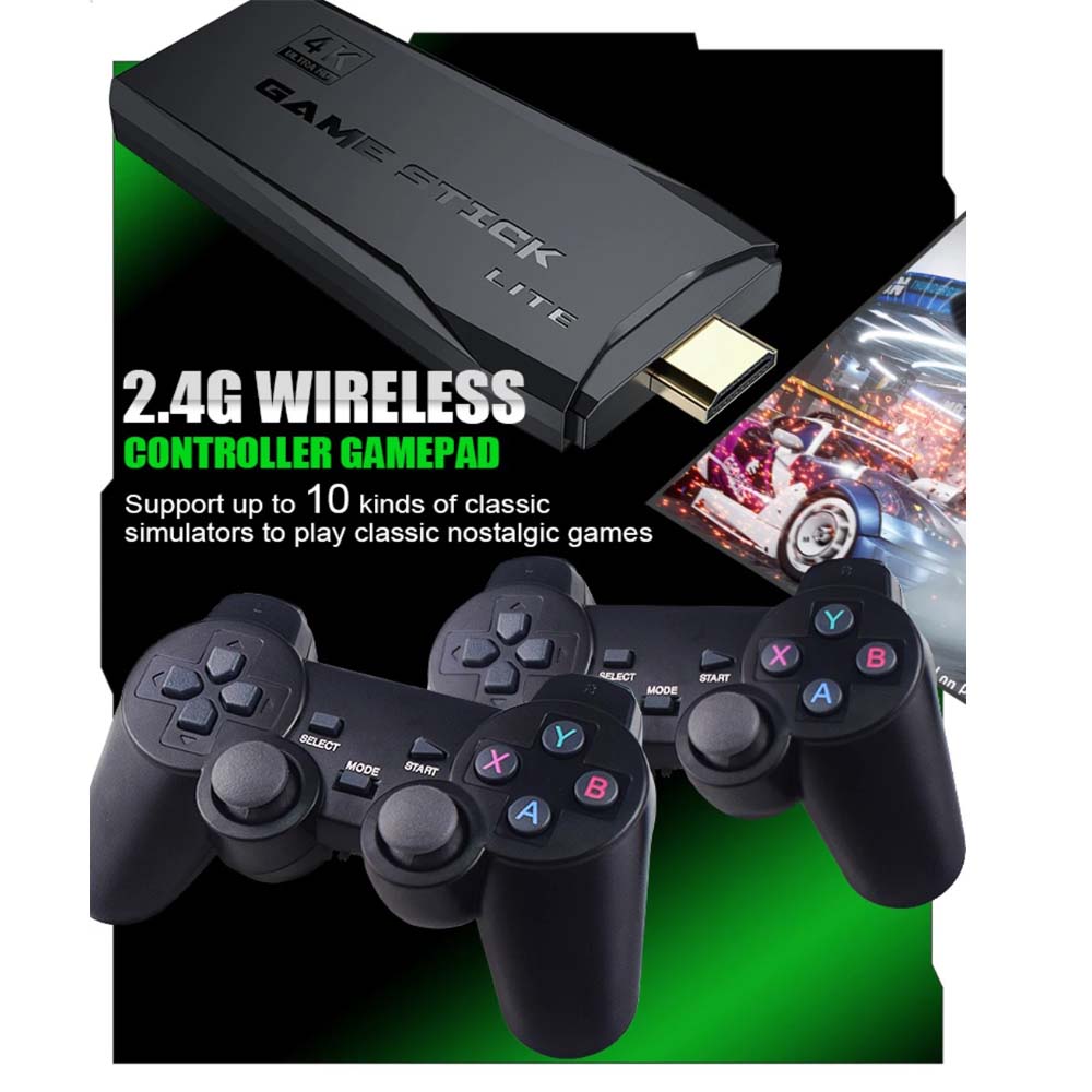 Retro Game Stick Lite - Plug & Play Console with 20,000+ Games, Dual 2.4G Wireless Controllers, 64G Storage (HDMI Ready)
