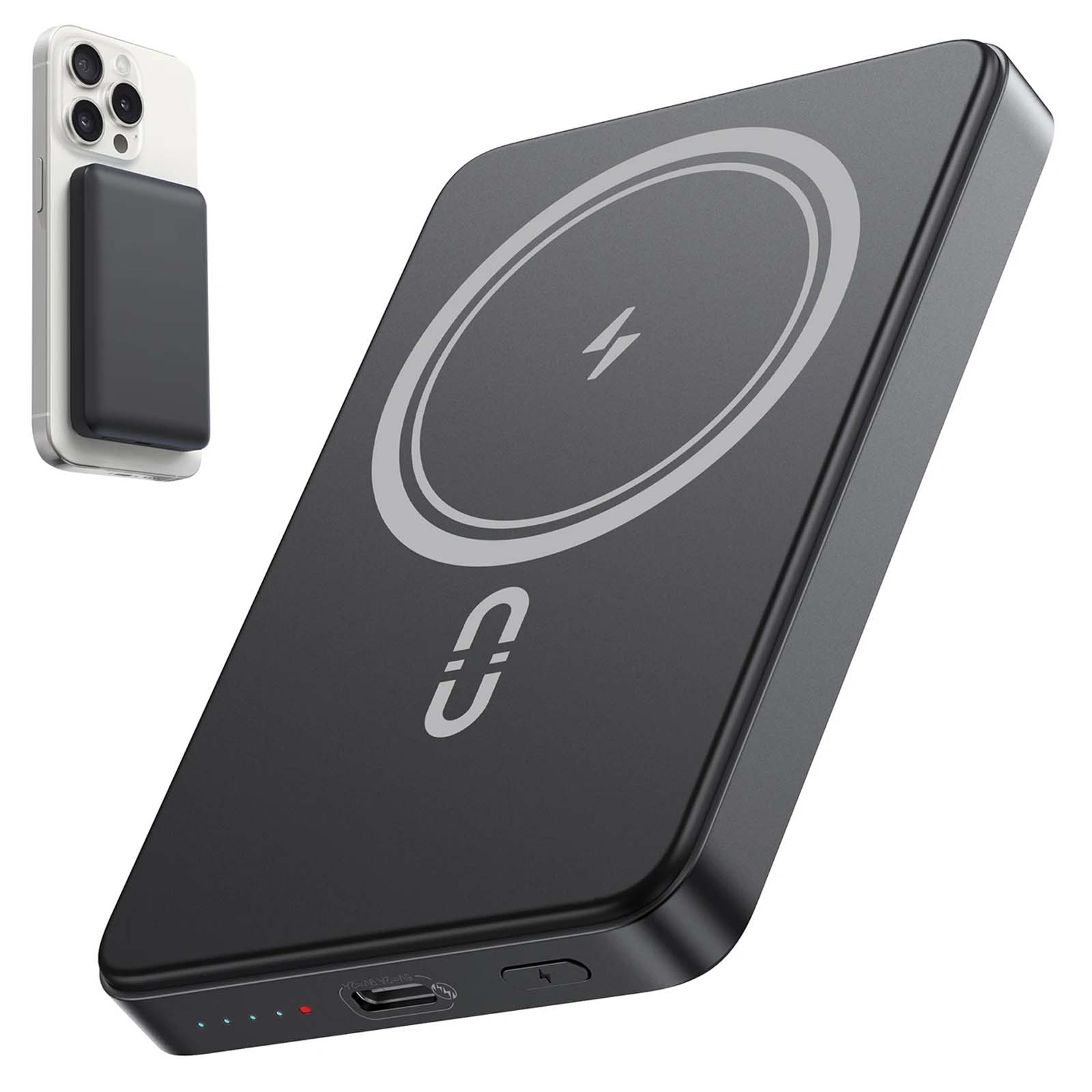 Magnetic Power Bank 5000mAh - 15W Ultra Slim Wireless Charger | Magsafe Compatible for iPhone & Android | Fast Portable Charging