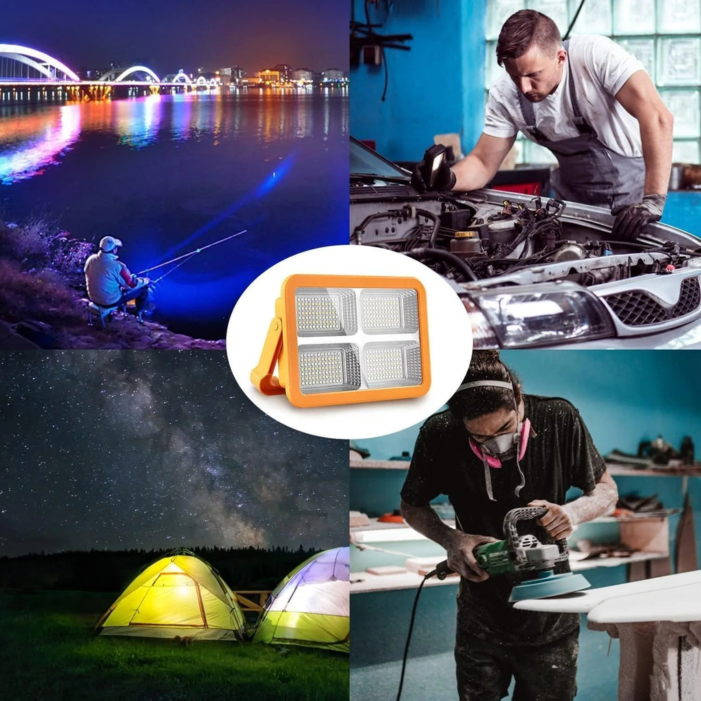 Rechargeable Solar LED Light - 4 Lighting Modes, Adjustable Color Temperature, 264 LEDs, Emergency Flashing, Portable Spotlight