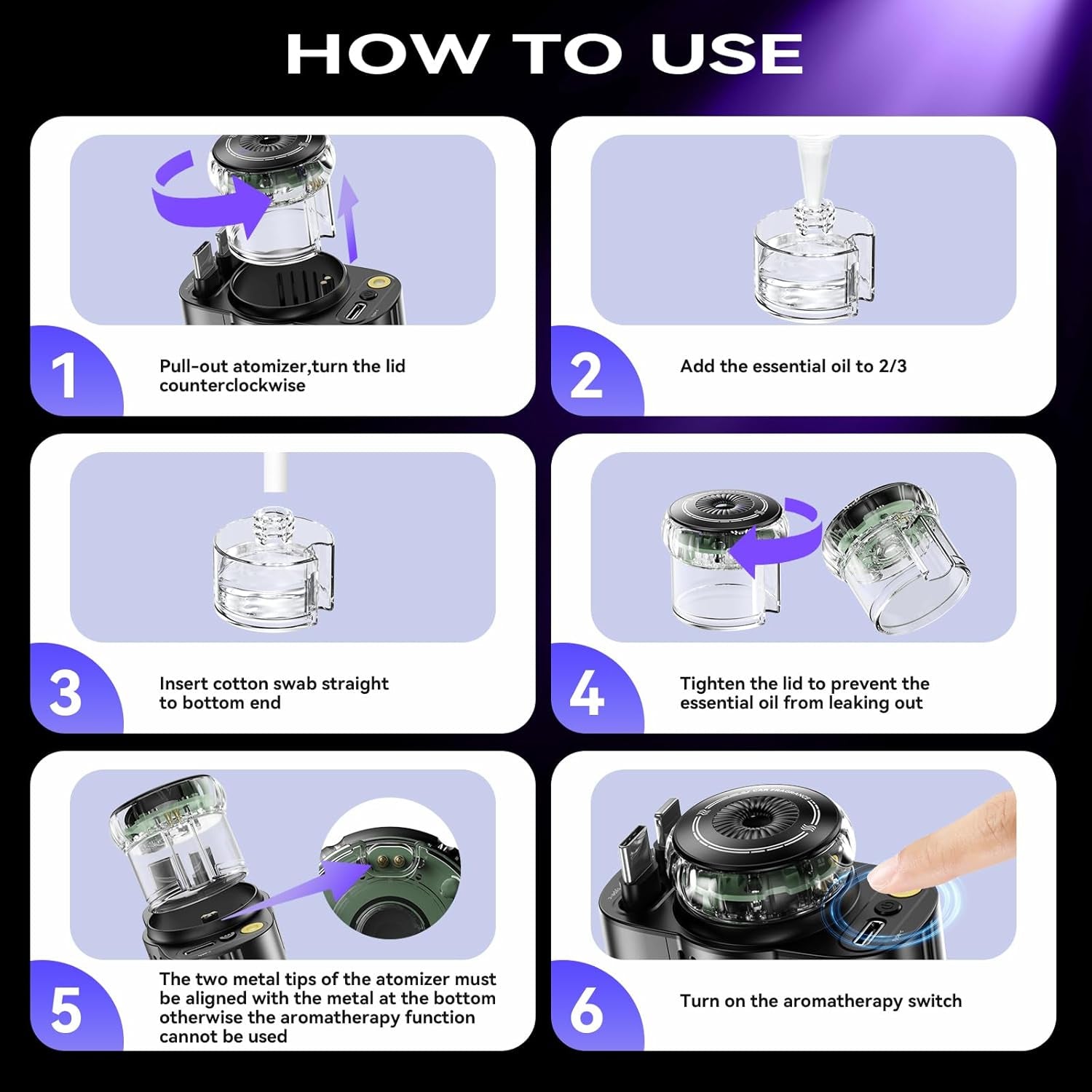 Luxury Retractable Car Charger with Aroma Therapy & Starlight Ambient Lighting. USB C adapter & car air freshener combo.