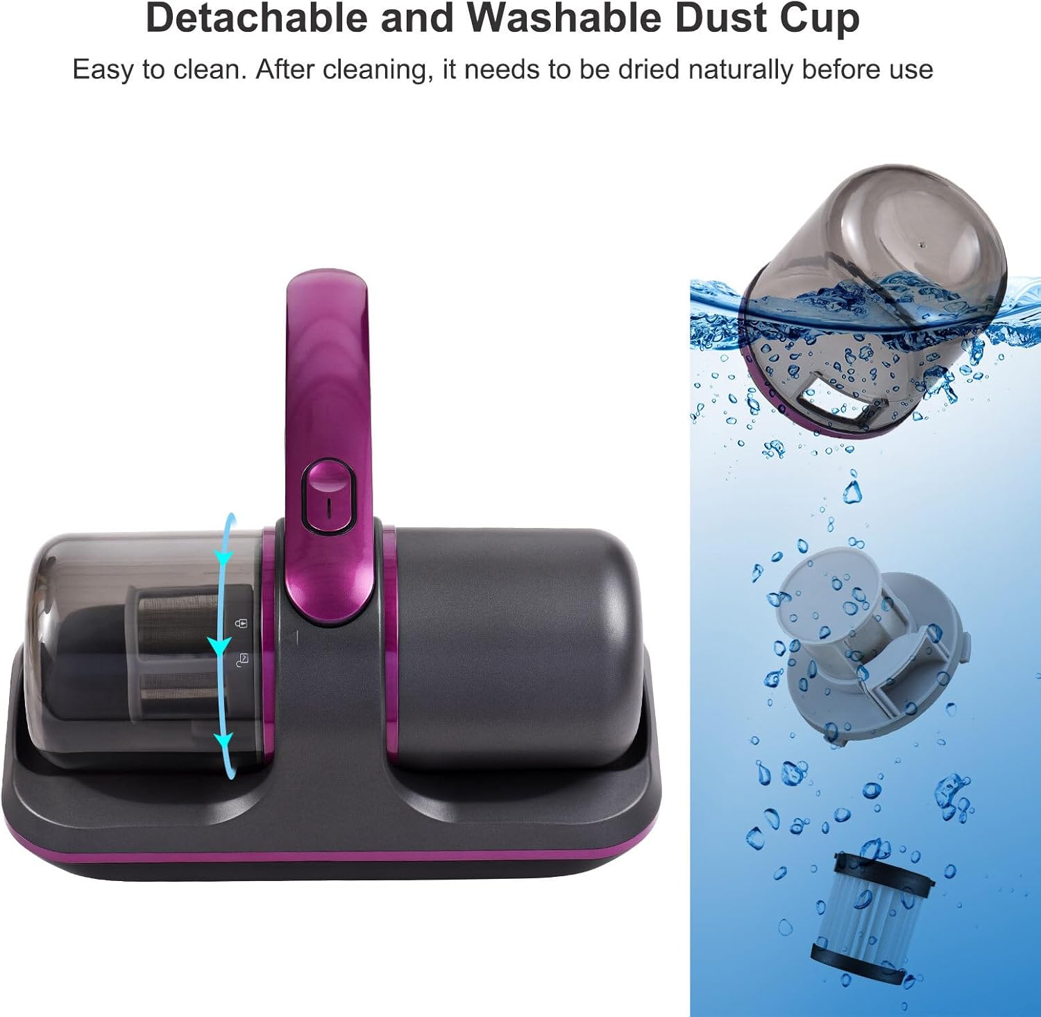 100W Cordless Mattress Vacuum - UV Bed Cleaner with 8000Pa Suction, 2 Speeds & 250ml Dust Cup for Bedding & Clothes