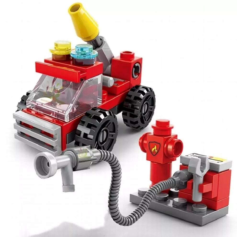 6-in-1 Fire Brigade Truck Building Blocks Set – 142-Piece Creative Play Toy for Kids, Durable DIY Assemble Fire Trucks & Emergency Scenes, Perfect Gift