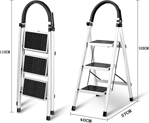 Lightweight Foldable Ladder – Anti-Slip Multi-Position Ladder, Heavy Duty & Sturdy, Compact Design for Home, Kitchen, Pantry, and Office Use, High Capacity