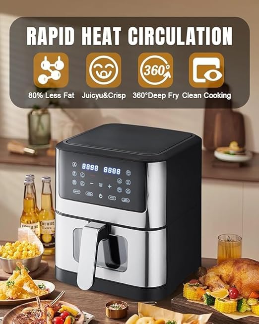 Smart Air Fryer – 1500W with Visible Cooking Window, Removable Basket, and Precise Timer & Temperature Control