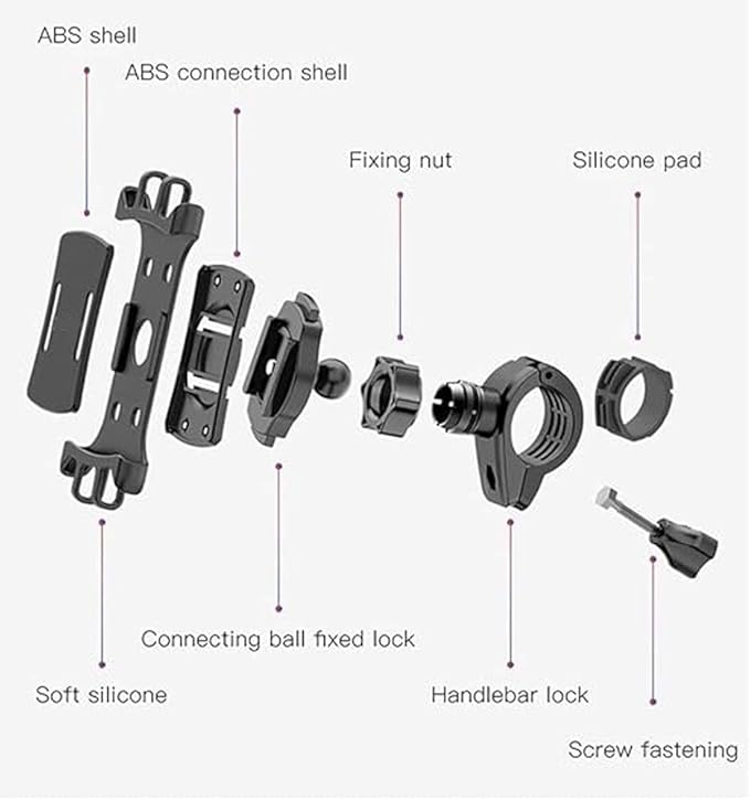 C66 Bike Bicycle Motorcycle Mobile Phone Holder Mount | Universal 360° Adjustable Rotation | Compatible with iPhone 12 Series, Samsung Galaxy S21/20, Note, Huawei, and More