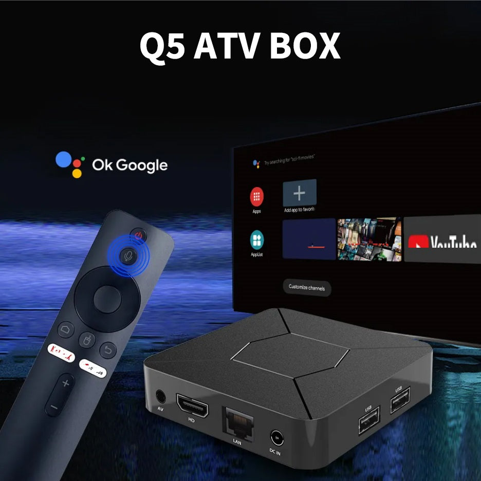 Q5 Android 10.0 OS 4K Smart TV Box | Allwinner H313 Media Player with 2GB RAM, 8GB Storage, Voice Remote | Supports 8K UHD Streaming | Android TV Box with Ethernet