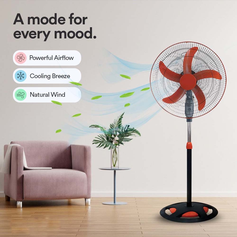 MSFV-1820 18" Luxury Stand Fan - 5-Speed Remote Control, Ultra-Quiet 25dB, Adjustable Height for Home/Office
