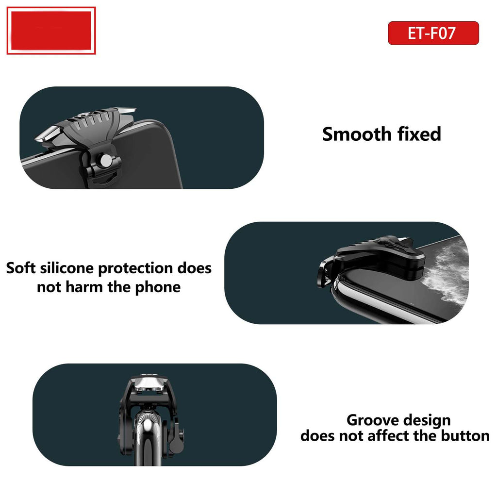 ET-F07 PUBG Mobile Game Triggers - Dual Shooting Buttons for Call of Duty & Mobile Games, Universal Clip-On for iOS/Android