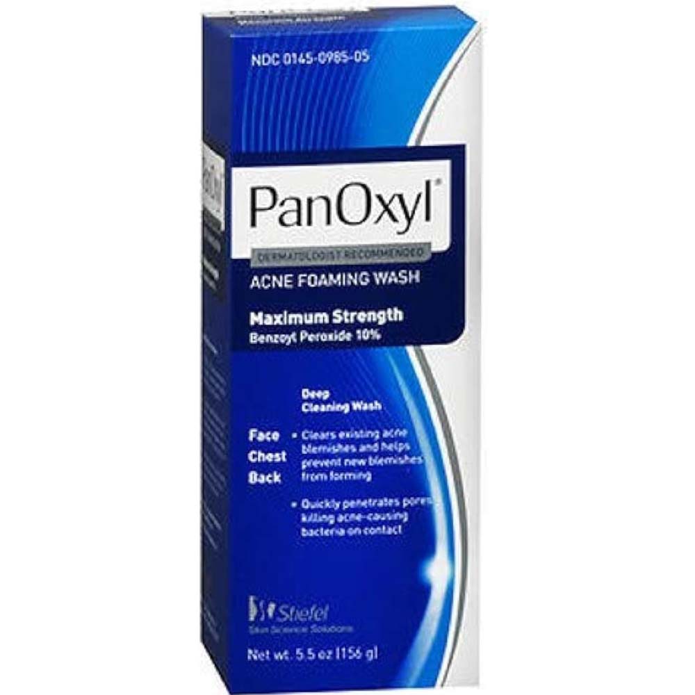 Panoxyl 4% Benzoyl Peroxide Acne Foaming Face Wash. Medicated cleanser to treat & prevent breakouts. Fragrance-free. 6oz.