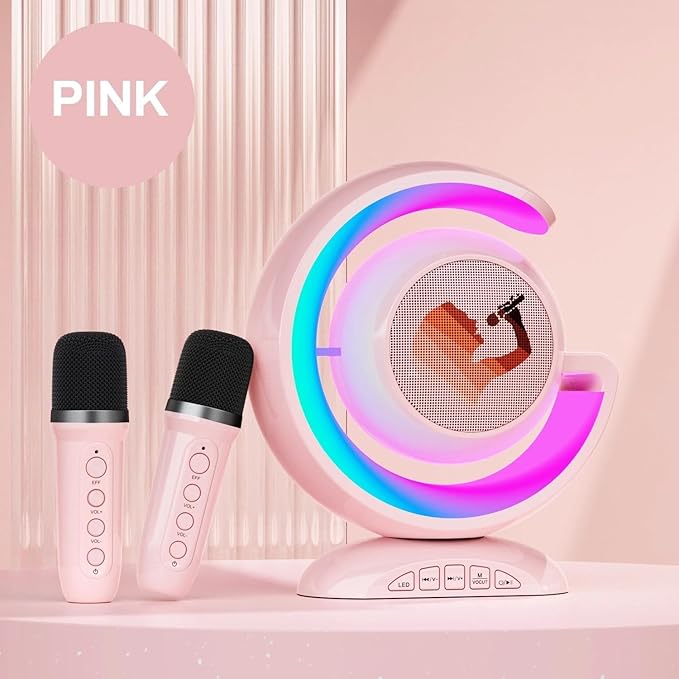 Kids Wireless Karaoke Microphone Set – Featuring Voice Changer and Ambient Lights