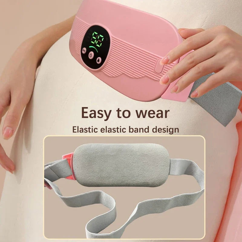 Smart Menstrual Heating Pad - 4-Gear Constant Temperature Abdominal Massager with Vibration, Warm Palace Belt for Women (Pink-Colour)