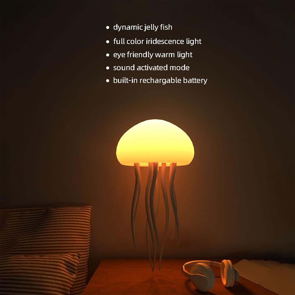 JellyFel Dancing Lamp - RGB Rechargeable Jellyfish Light with Voice Control, Touch Sensor & Gradient Effects (Hanging + Base)