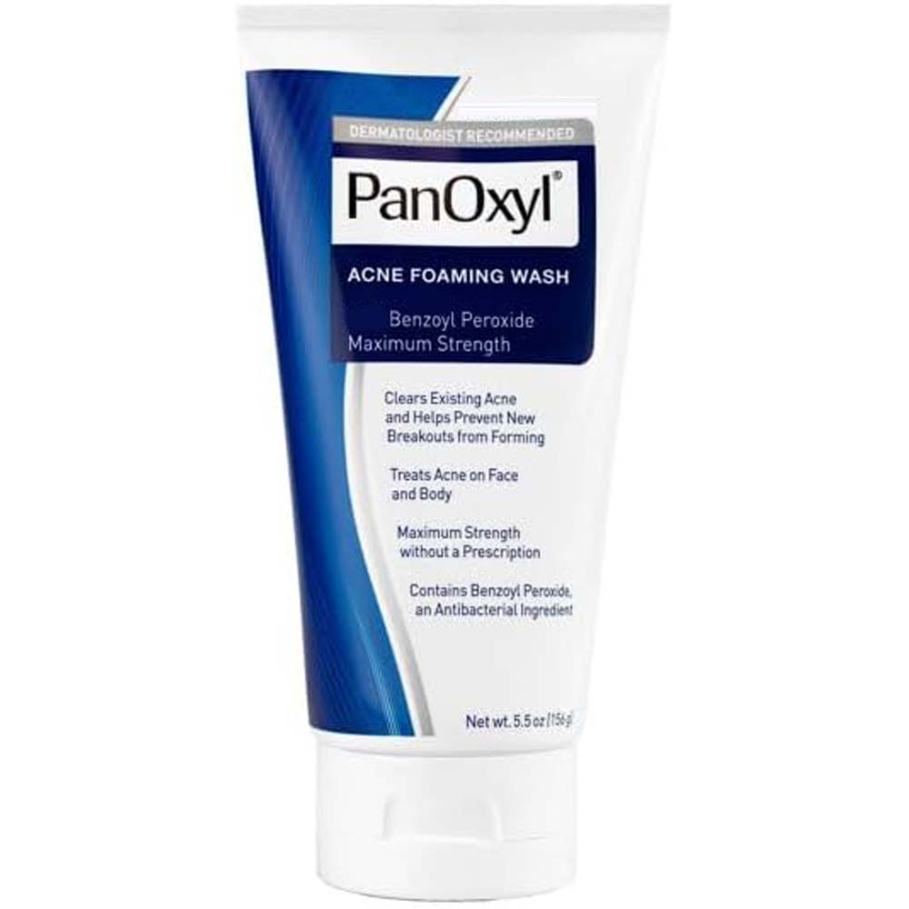 Panoxyl 4% Benzoyl Peroxide Acne Foaming Face Wash. Medicated cleanser to treat & prevent breakouts. Fragrance-free. 6oz.