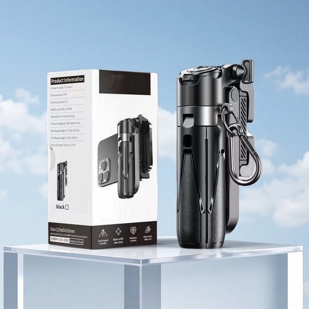 P15T Mini Selfie Stick Tripod - Extendable Phone Stand with Wireless Remote for Android & iPhone Vlogging, Portable Travel Tripod