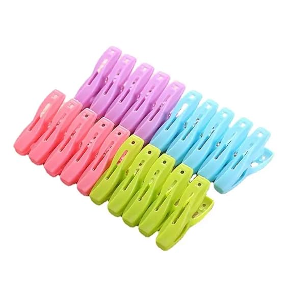 Plastic Clothes Pins Laundry Clips | 40 Pcs Colorful Clothespins with Bag | 2-Inch Small Clothespins for Hanging Clothes – 4 Colors