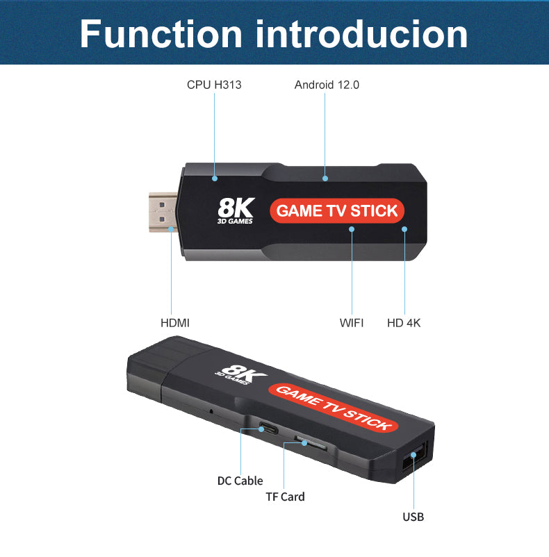 Q9 Video Game Stick | Android 5G 8K TV Box Dual System | Includes 2.4G Dual Wireless Controllers | Perfect Retro Christmas Gift