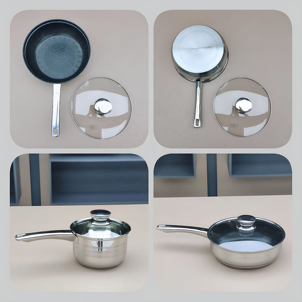 12-Piece Stainless Steel Cookware Set - Induction Compatible, Modern Design for Gas, Electric, Ceramic Stoves