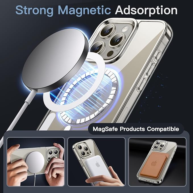 MagSafe Compatible Magnetic Phone Case with Camera Control | Military-Grade Shock Protection for iPhone 15, 15 Plus, 15 Pro, 15 Pro Max – Includes Free Screen Protector