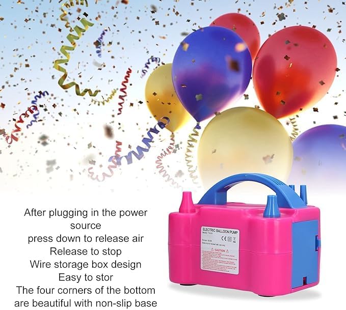 Electric Balloon Pump with Storage Box Design | Long Air Outlet for Efficient Inflation | Quick and Convenient Setup