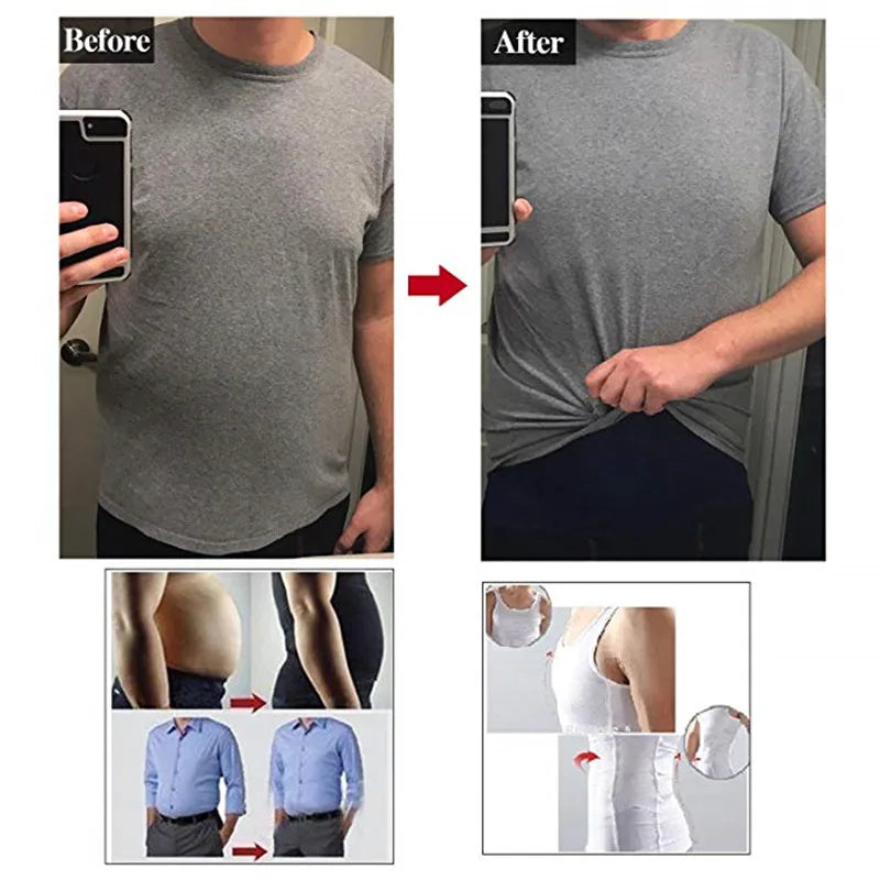 Men’s Slimming Body Shaper Compression Shirt - Abdomen Slimming Vest, Tummy Control Waist Shaper, Comfortable Undershirt for Chest and Stomach Slimming
