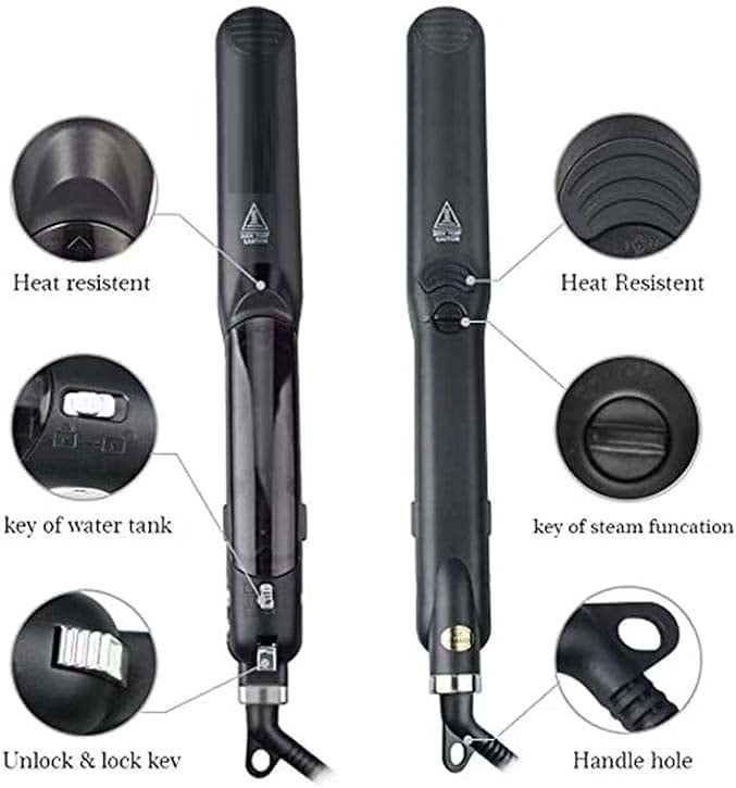 Professional Steam Ceramic Hair Straightener and Curling Iron | 3-in-1 Ionic Vaporizer Hairdressing Styler | Sleek, Smooth, and Versatile