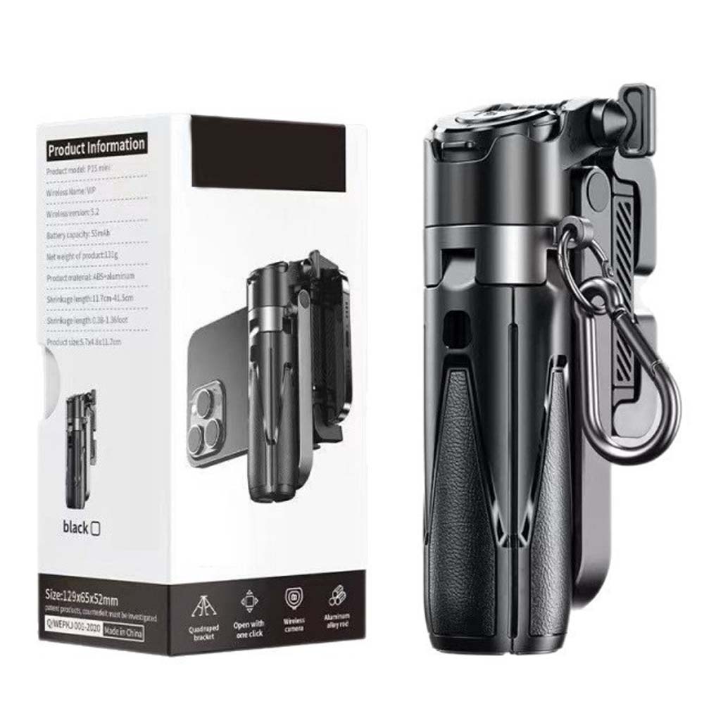 P15T Mini Selfie Stick Tripod - Extendable Phone Stand with Wireless Remote for Android & iPhone Vlogging, Portable Travel Tripod