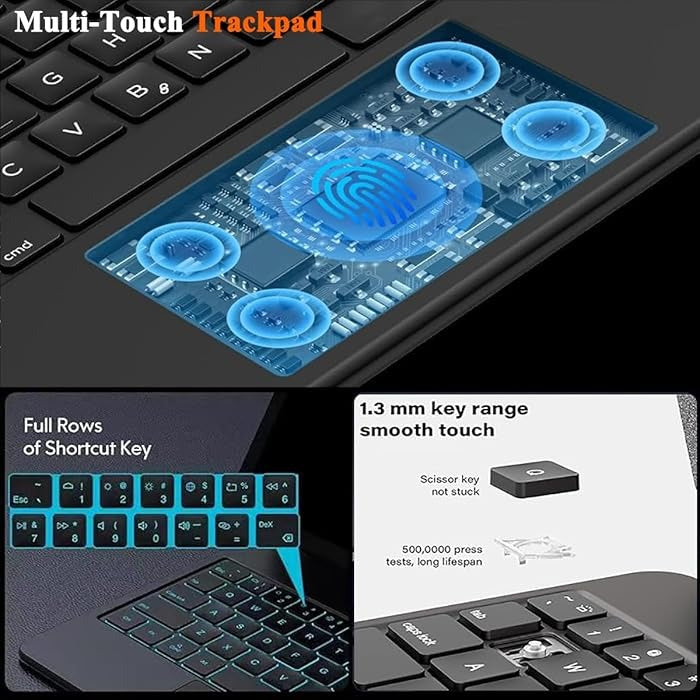 Keyboard Case Compatible with Samsung Galaxy Tab | Multi-Touch Trackpad, Pen Slot, Backlit Keys | Smart Arabic-English Keyboard with Magnetic Stand