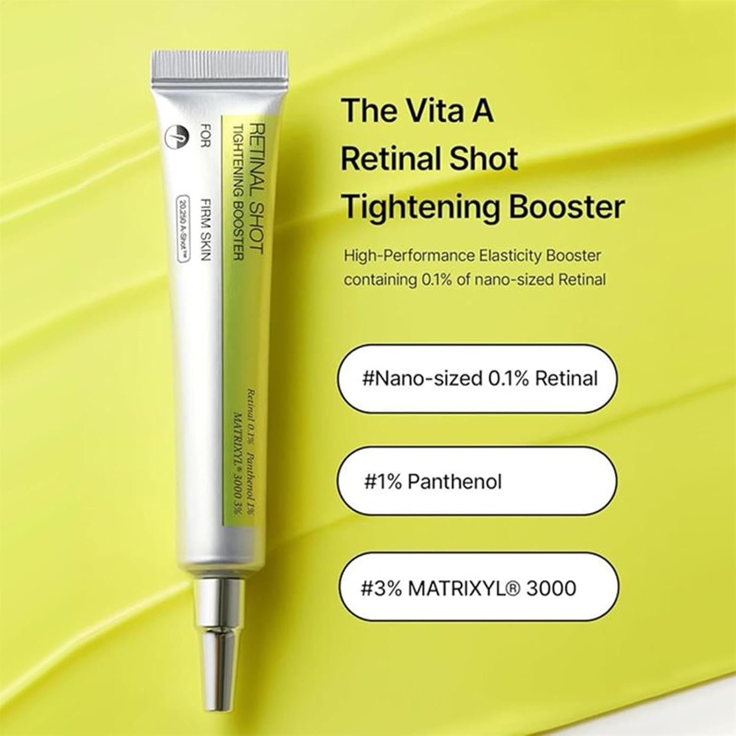 Vita A Retinal Shot Tightening Booster. Advanced retinal serum for deep wrinkles, firming & skin renewal. All skin types.