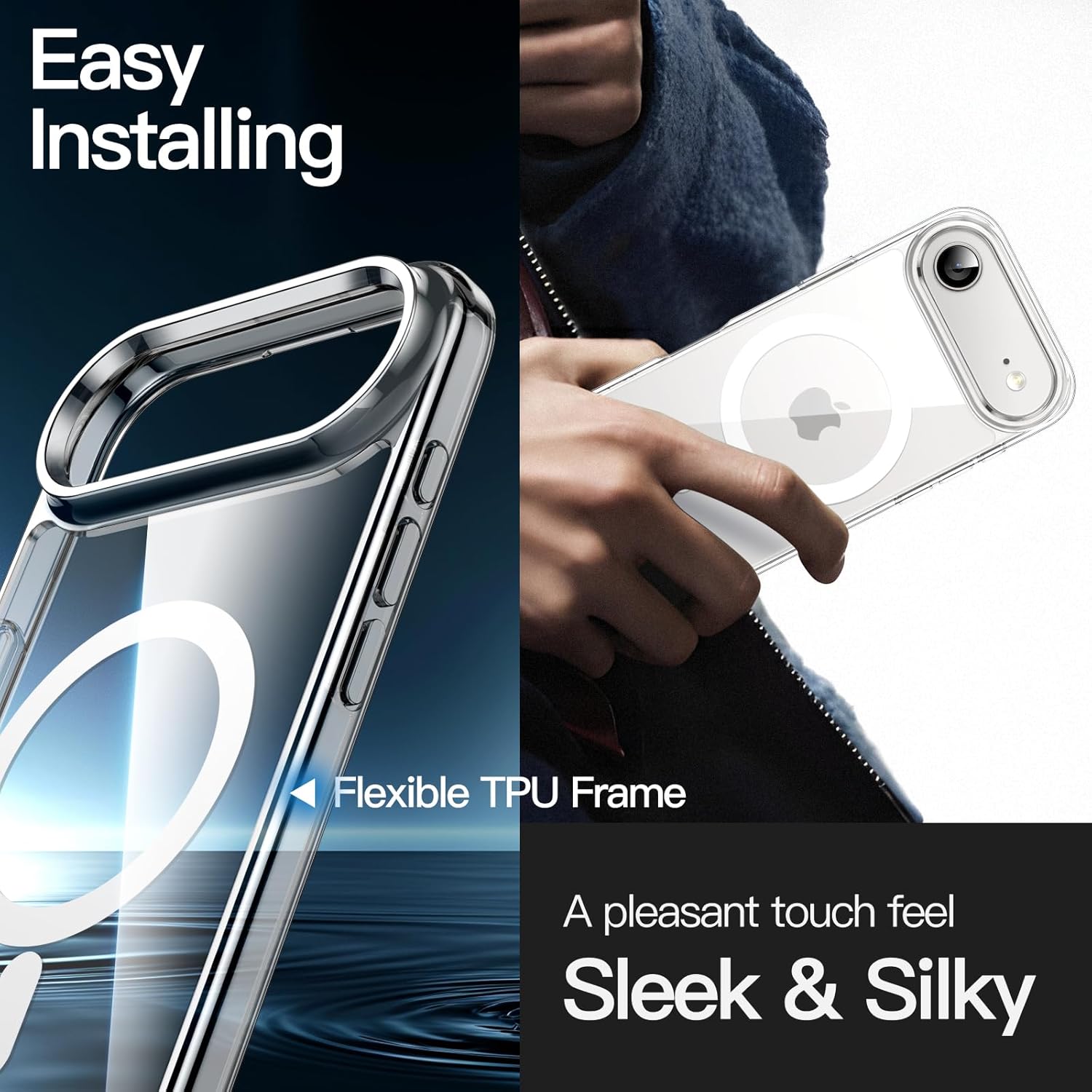 Magnetic Case for iPhone 17 Air - MagSafe Compatible, Shockproof Clear Bumper Cover, Anti-Scratch Back for 6.5" Display