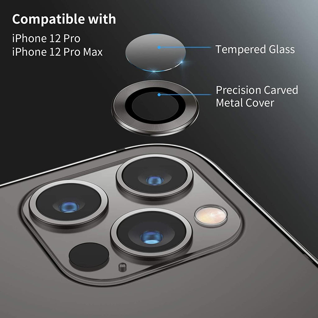 Camera Lens Protector for iPhone 13 Pro (6.1") and iPhone 13 Pro Max (6.7") – 9H Tempered Glass, Metal Individual Ring Cover, HD Clear, 1 Set