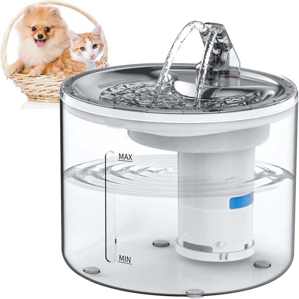 Pet Water Fountain - Automatic Cat & Dog Water Dispenser with Filters, Ultra-Quiet & Transparent Design