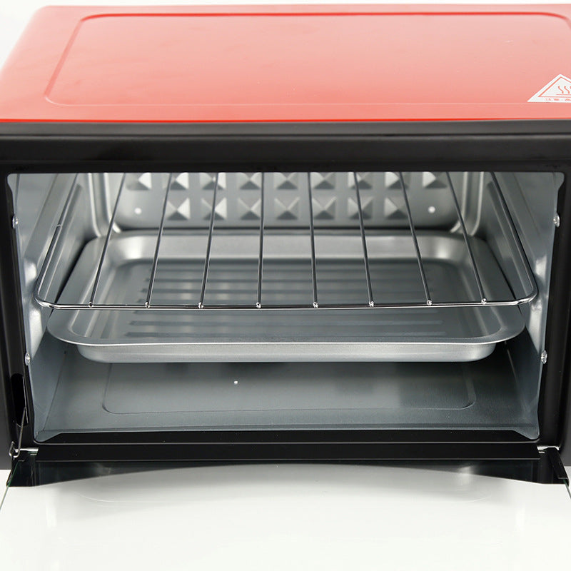 Multi-Function Electric Oven | 12L Mini Air Fryer Chicken Oven | Portable Tabletop Baking Oven with Bakeware & Rack | High-Temperature Mini Cake Oven for Home & Commercial Use (Red)