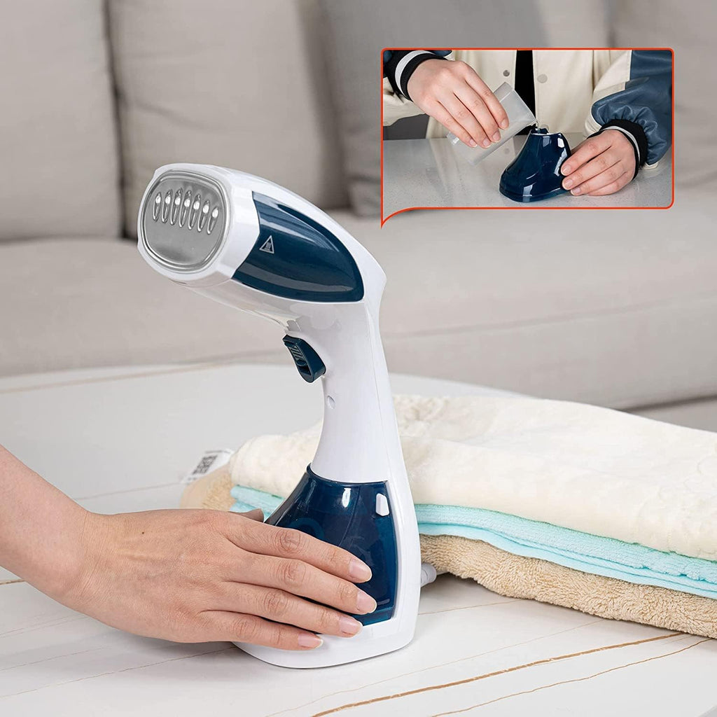 Portable Vertical Steam Iron | 1100W | Continuous Steam Output 28 g/min | Double Use Brush Head | 200ml Tank for Home and Travel