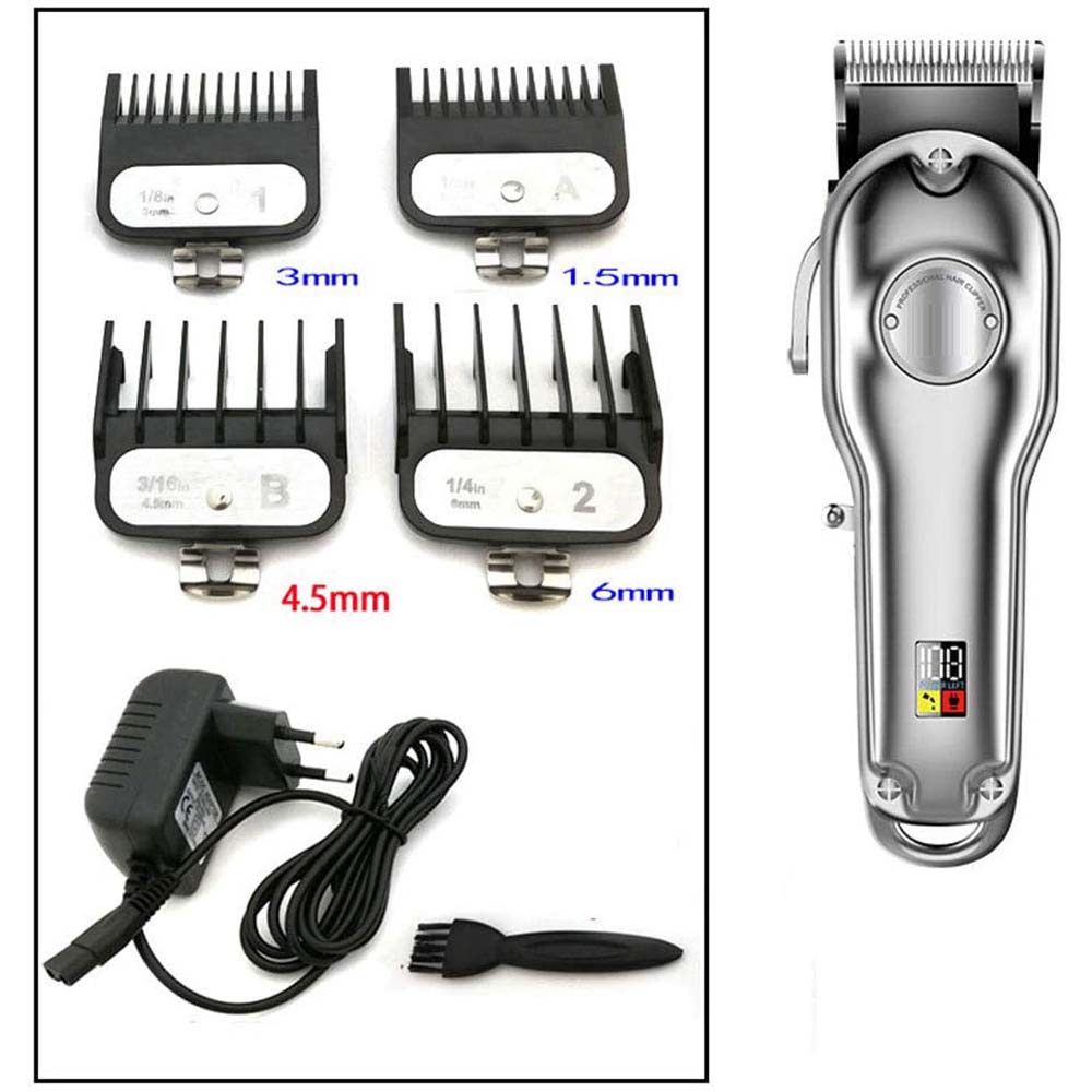 Professional Hair Clipper for Men - Cordless Rechargeable Grooming Kit with T Blade Trimmer, 6 Guide Combs, Beard Trimmer, Barber Haircut Tool
